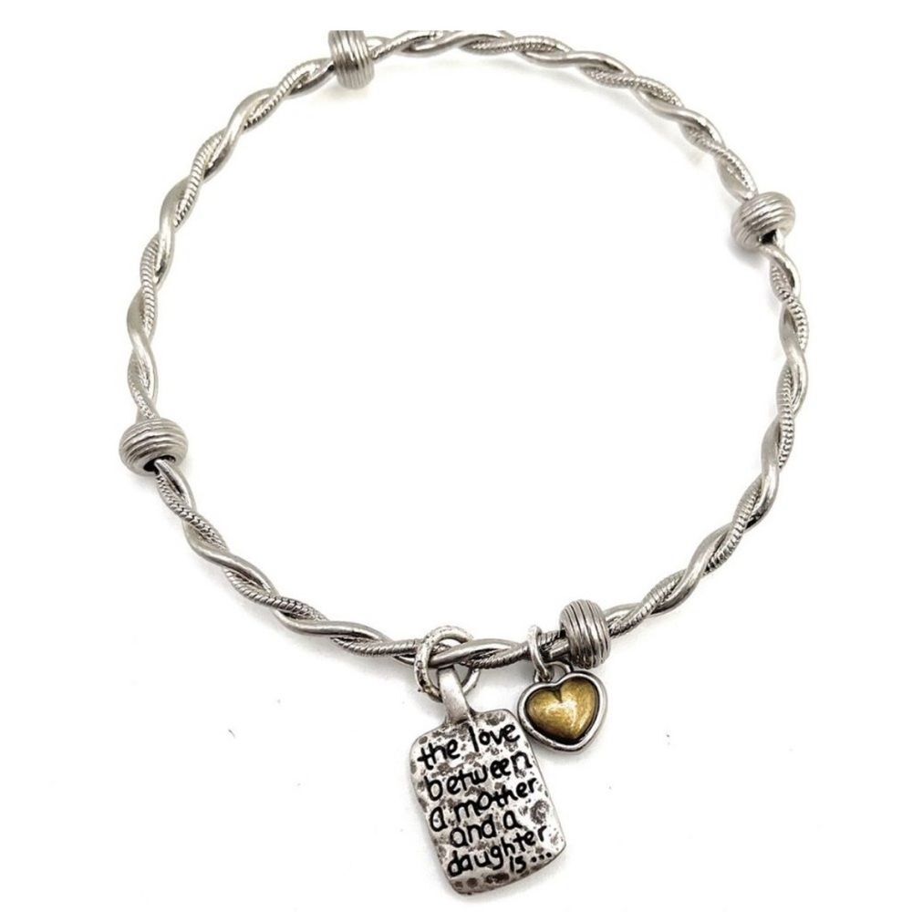 Brighton Daughter & Mother Forever Charm Silver & Gold rope Bangle bracelet